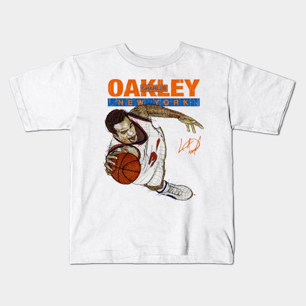 Charles Oakley New York Aerial Dunk Kids T-Shirt by MASTER_SHAOLIN